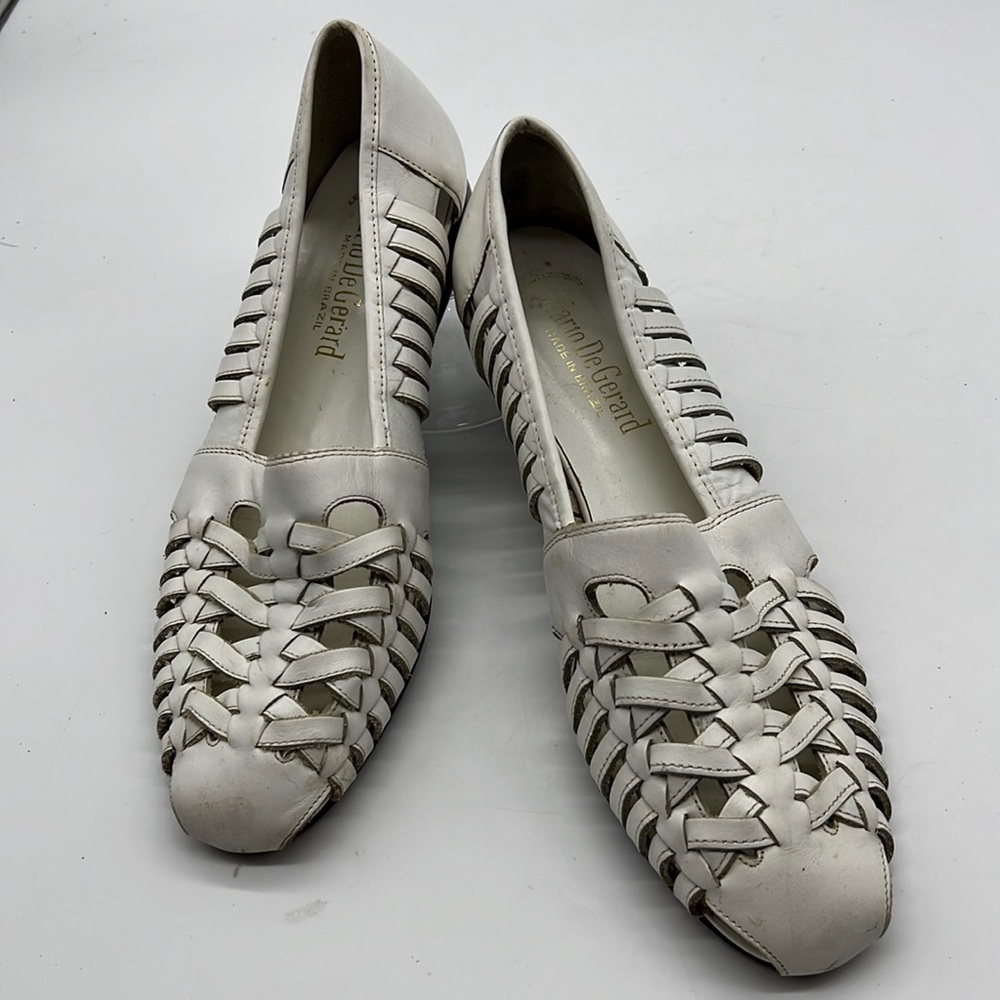 White Woven Leather Mario De Gerard Sandals size EU 39 US 8.5